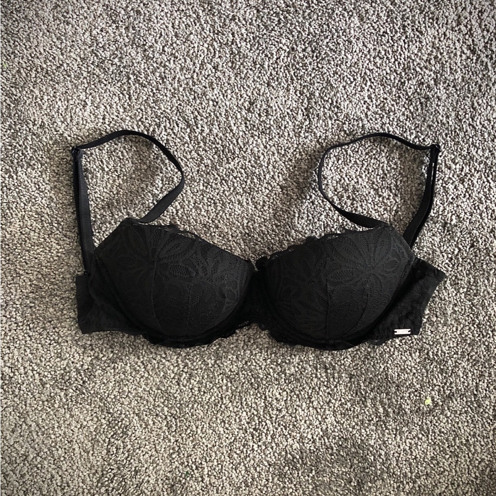 Victoria’s Secret PINK Lace Padded Push-up Bra, 32DD, Black NWOT